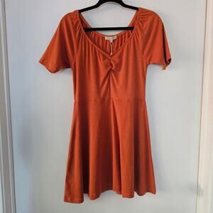 NEW Chelsea & Violet Orange Short Mini Dress Sz M Ruched Bust Skater